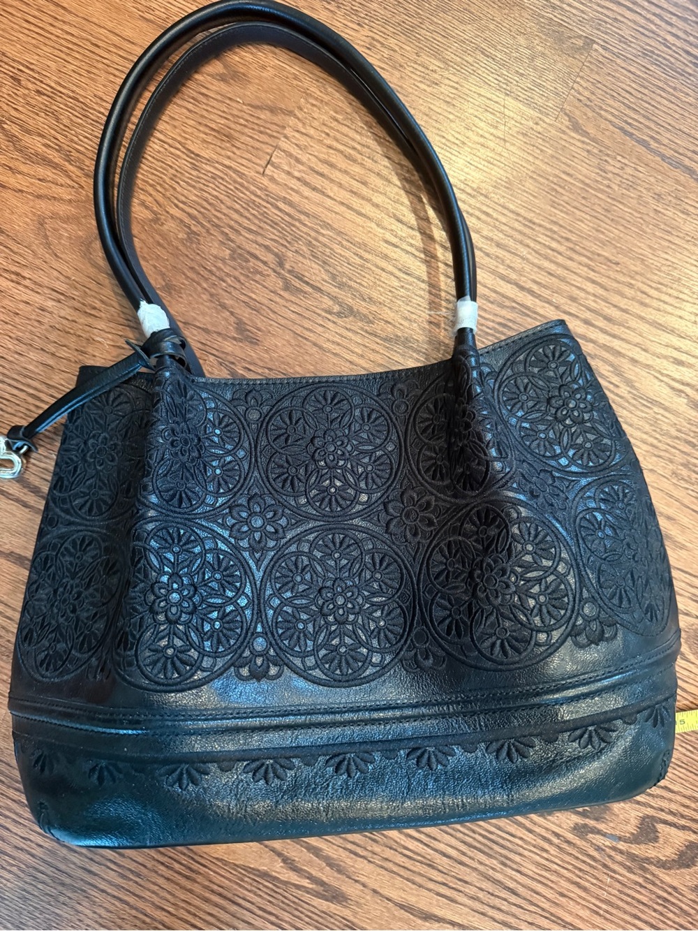 Brighton Black Floral-Embossed Shoulder Bag